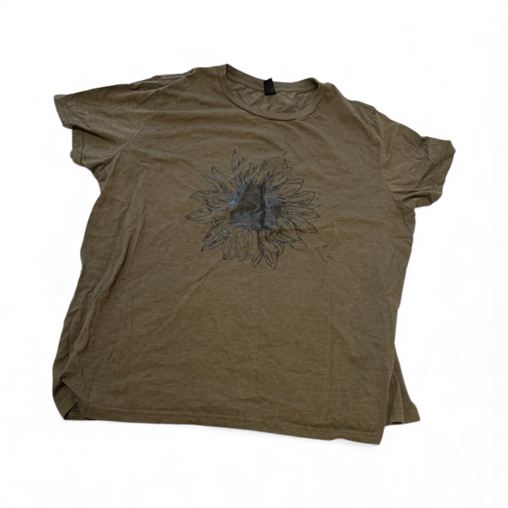 SHEIN Khaki Sunflower Graphic Tee
